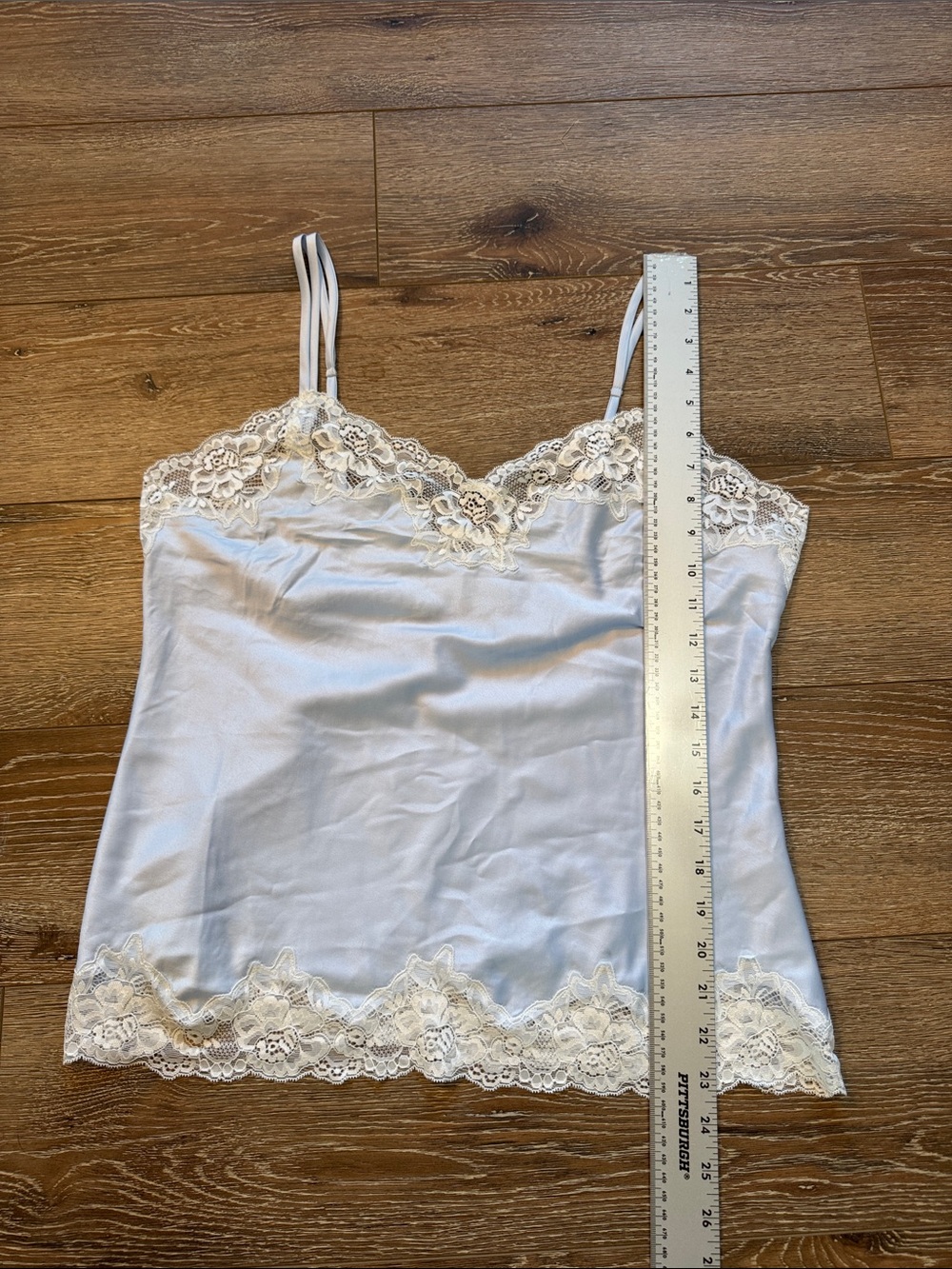 Ralph Lauren light Blue Cream Lace-Trim Satin Cami with Double Straps Medium - Picture 4 of 7